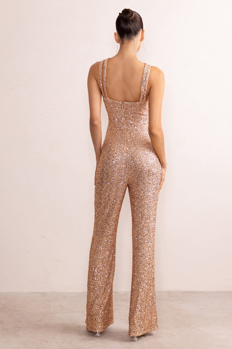 Sequin flared jumpsuit online