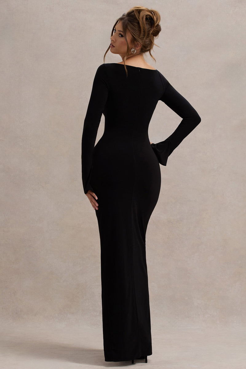 Black Asymmetrical Maxi Split Dress