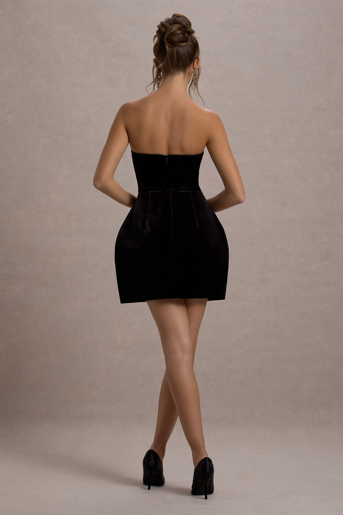 Naia | Black Velvet Embellished Bandeau Mini Dress