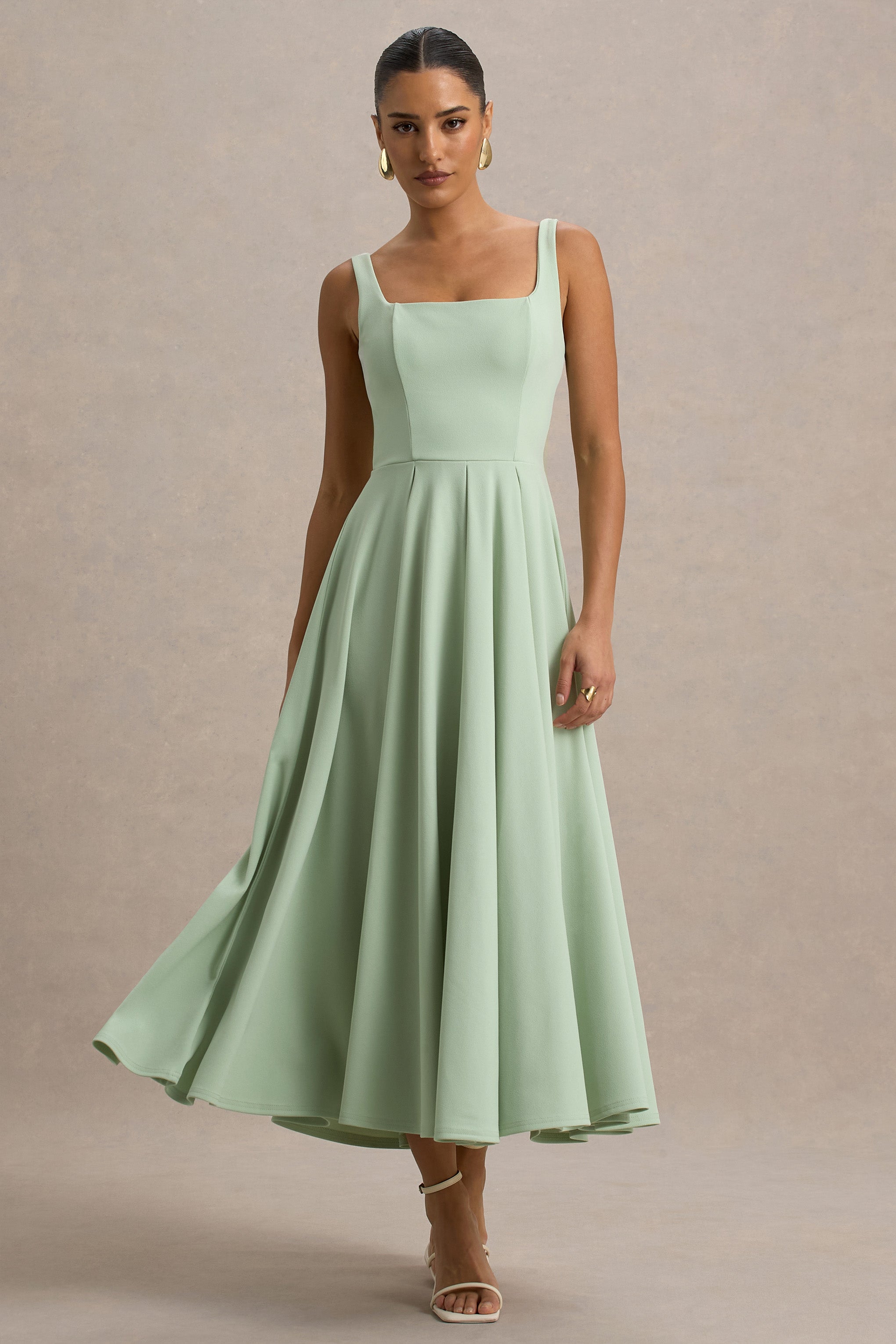 light green dresses Parina | Strappy Volume-Hem Midi Dress – Club L London ethereal dress Best Black Dress Shirts Enhance your sophistication with Color:Neon-Pink