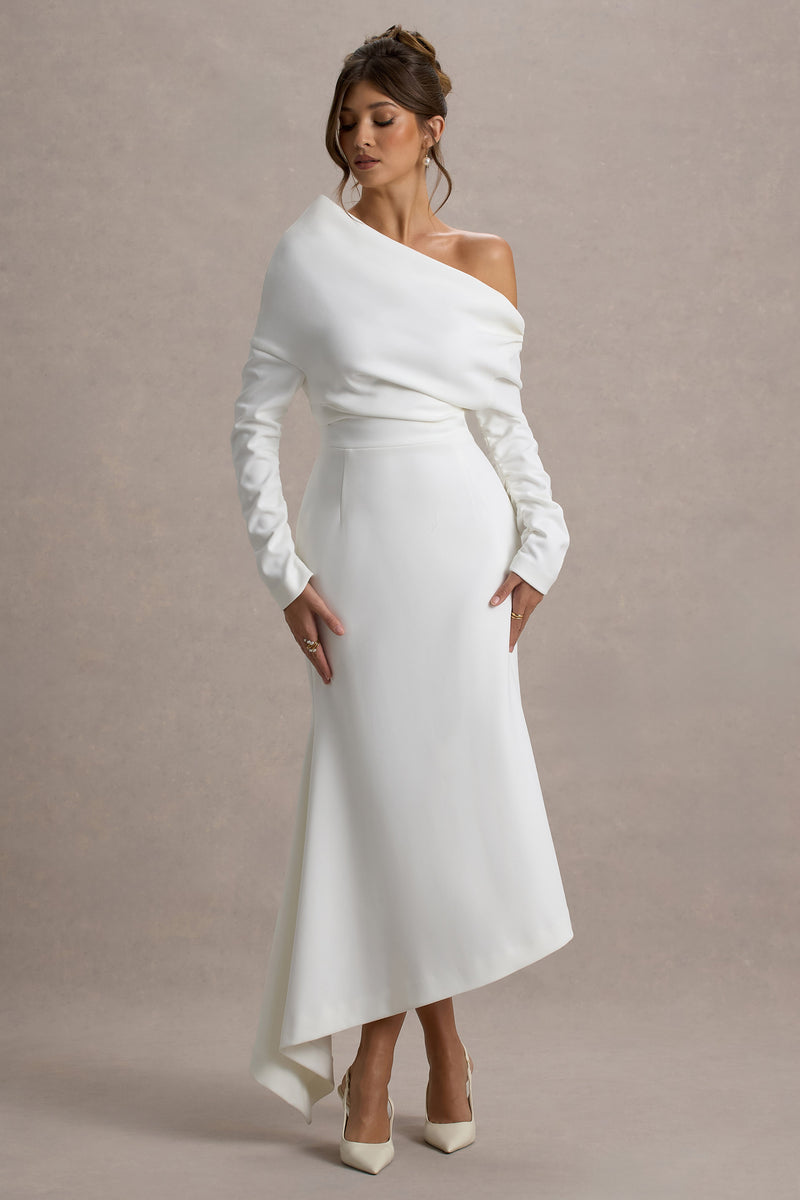 Lou White OneShoulder Asymmetric Maxi Dress Club L London CA — free download