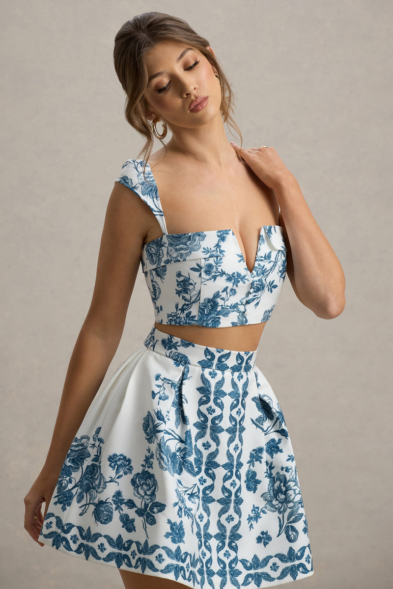 ミニスカート Blue Vinyl A-Line Skirt スリーフォータイム Three Four Time ヒップボーンAラインミニ