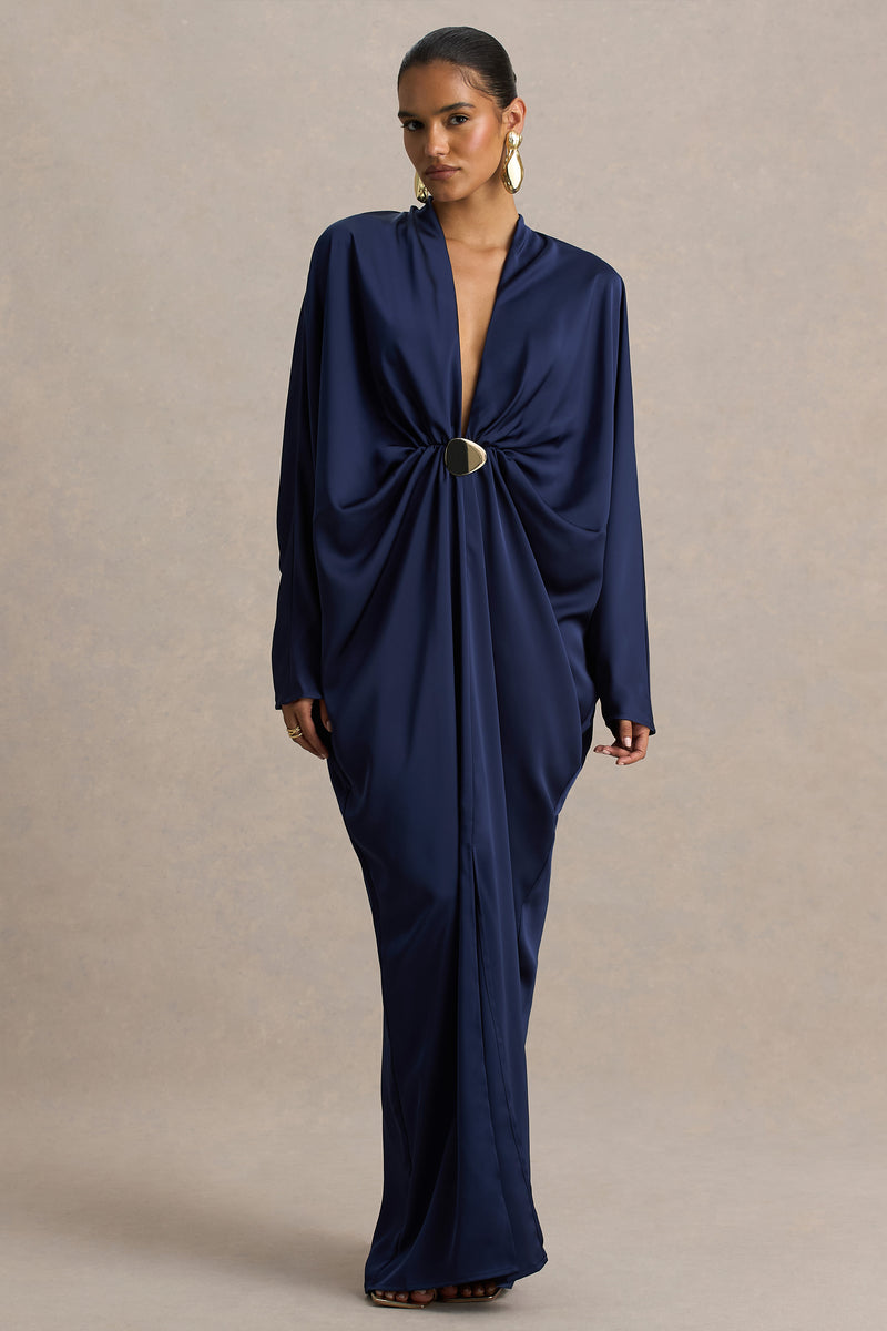 Robe Tunique Marine à Rayures Blanches Et Perles Dorées – Taille M, Occasion