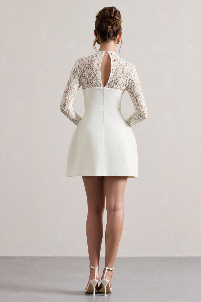 L’AUBE BLANC Pin-tuck Lace Mini Dress Pin-tuck Lace Mini Dress – L'AUBE BLANC