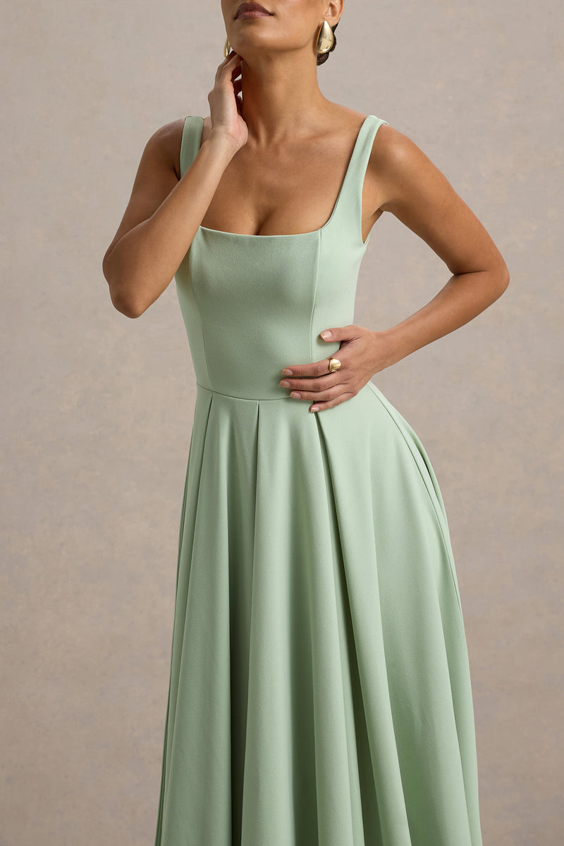 Parina | Pink Strappy Volume-Hem Midi Dress main image 0