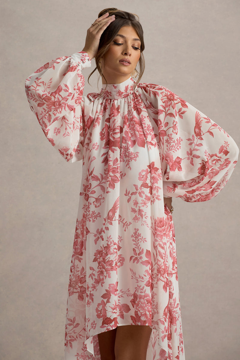 その他 user_07f110681 Delphia Pink Porcelain Print High-Neck Maxi Dress With High