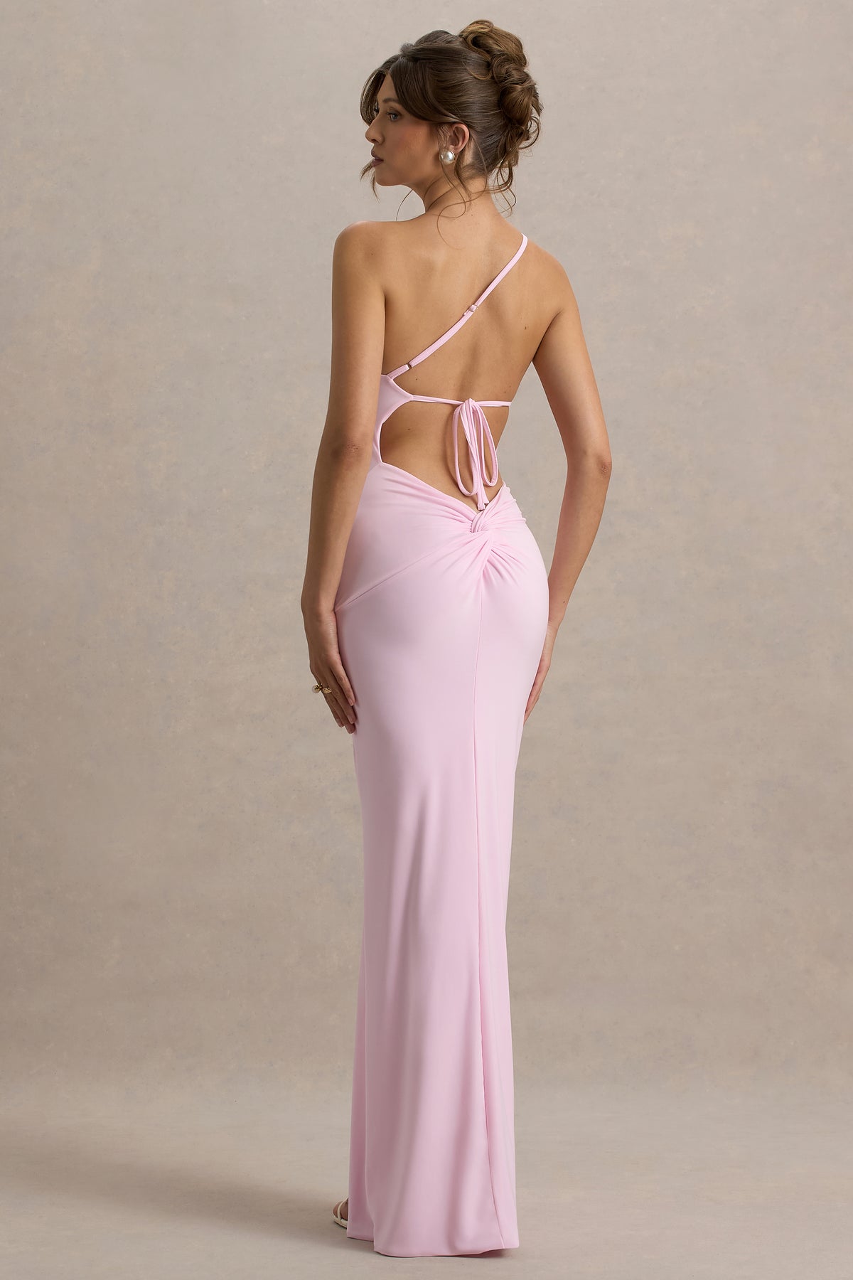 Dressing Up Pink One Shoulder Maxi Dress With Open Back Detail Club L London - CA Dressing Up Pink One Shoulder Maxi Dress With Open Back Detail Club L London - CA