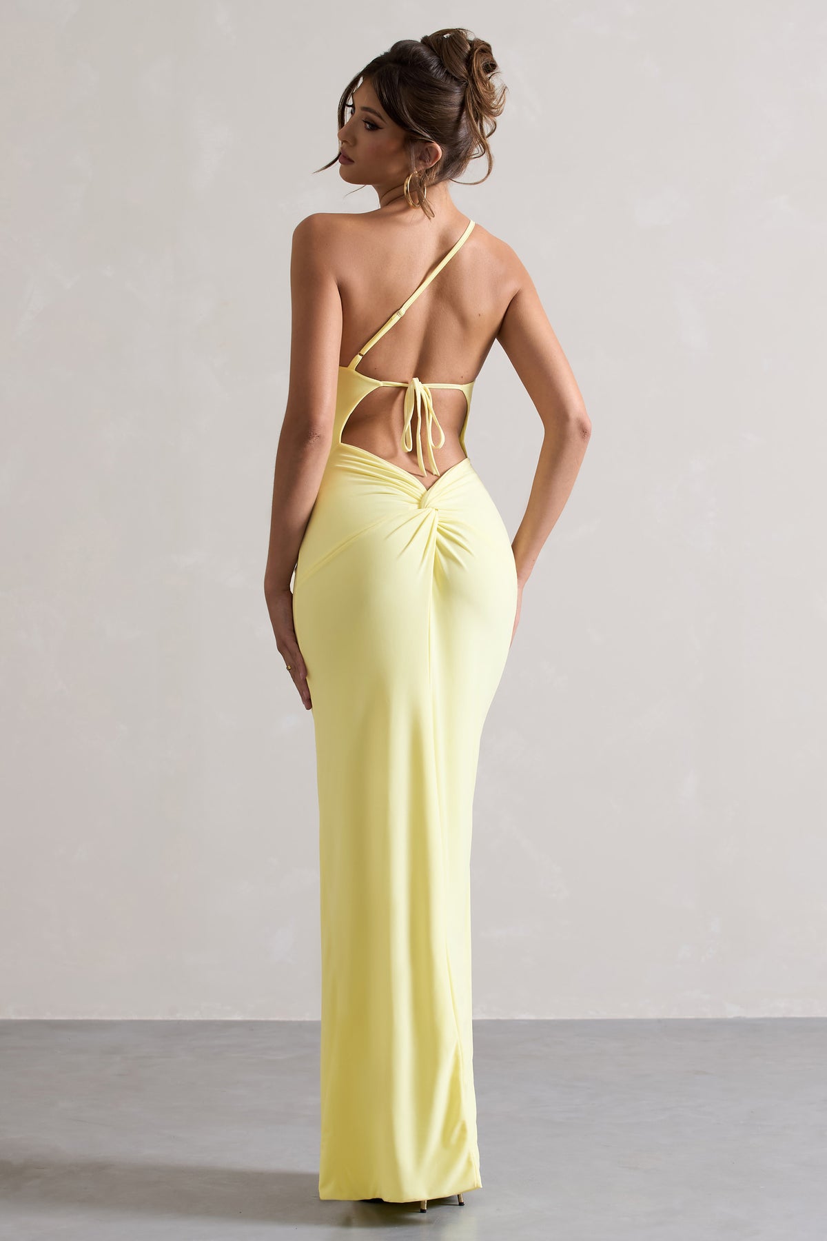 Dressing Up | Lemon One Shoulder Maxi Dress With Open Back Detail US 6 / LEMON Dressing Up | Lemon One Shoulder Maxi Dress With Open Back Detail US 6 / LEMON