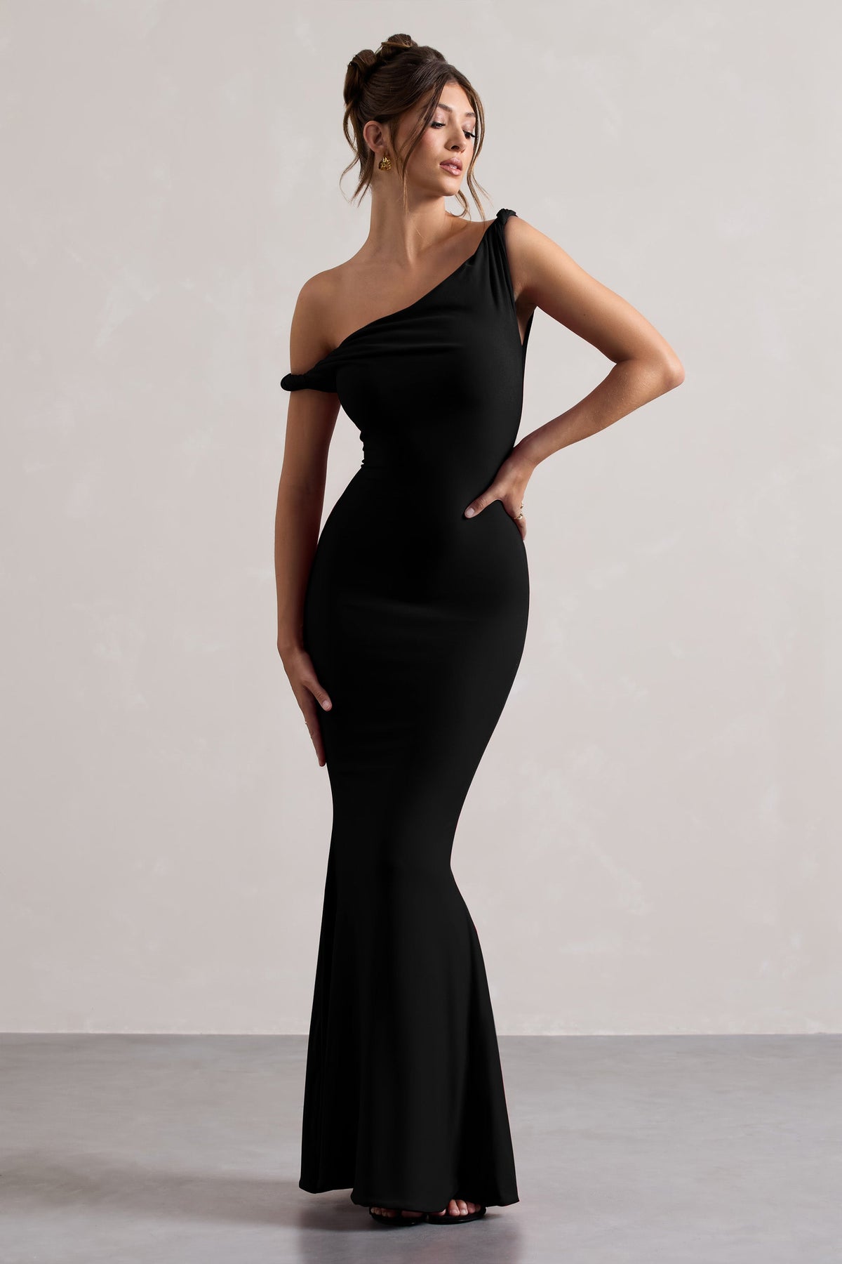 Lita Black Twisted Asymmetric Maxi Dress Club L London - CA Lita Black Twisted Asymmetric Maxi Dress Club L London - CA