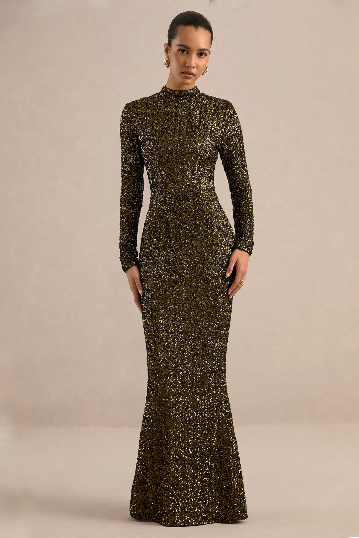 ECM_HR_CL135031031_Galaxy Khaki Sequin High Neck Long Sleeve Bodycon Maxi Dress 1.jpg