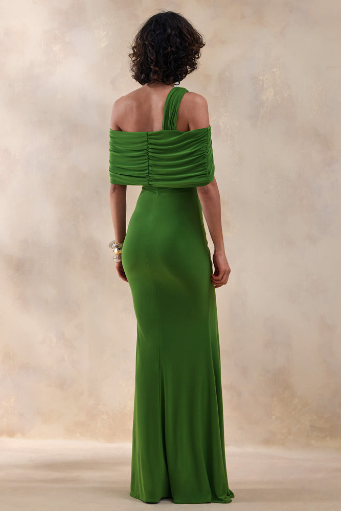 Nala Green Asymmetric Maxi Dress With Split Club L London - CA Nala Green Asymmetric Maxi Dress With Split Club L London - CA