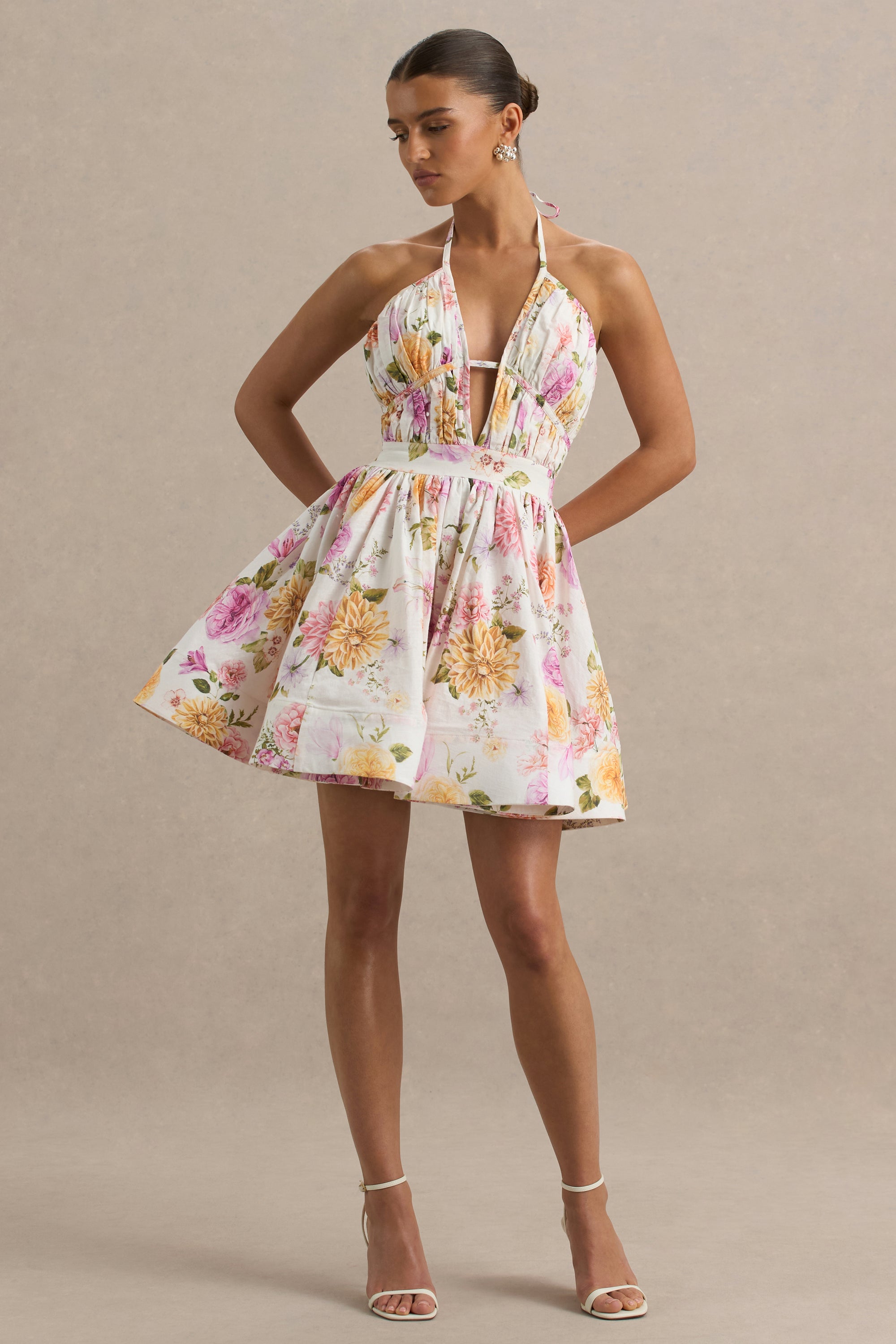 HR_CL136185266 - Kasey _ Cream Floral Print Halter-Neck Mini Dress With Ruffle Detail 8.jpg