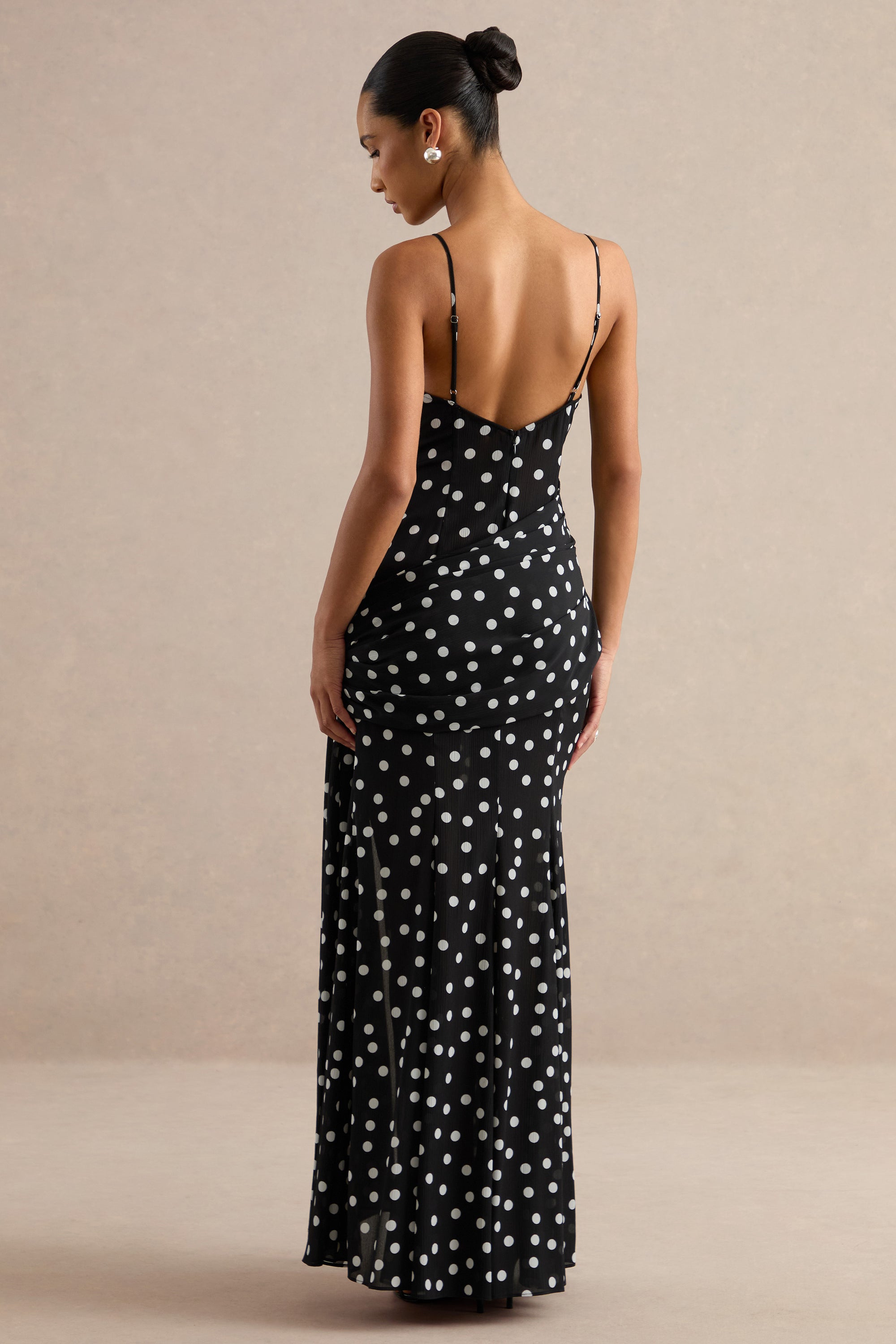 ECM_HR_CL136244001 - Virtue _ Black & White Polka Dot Cowl-Neck Fishtail Maxi Dress With Split5.jpg