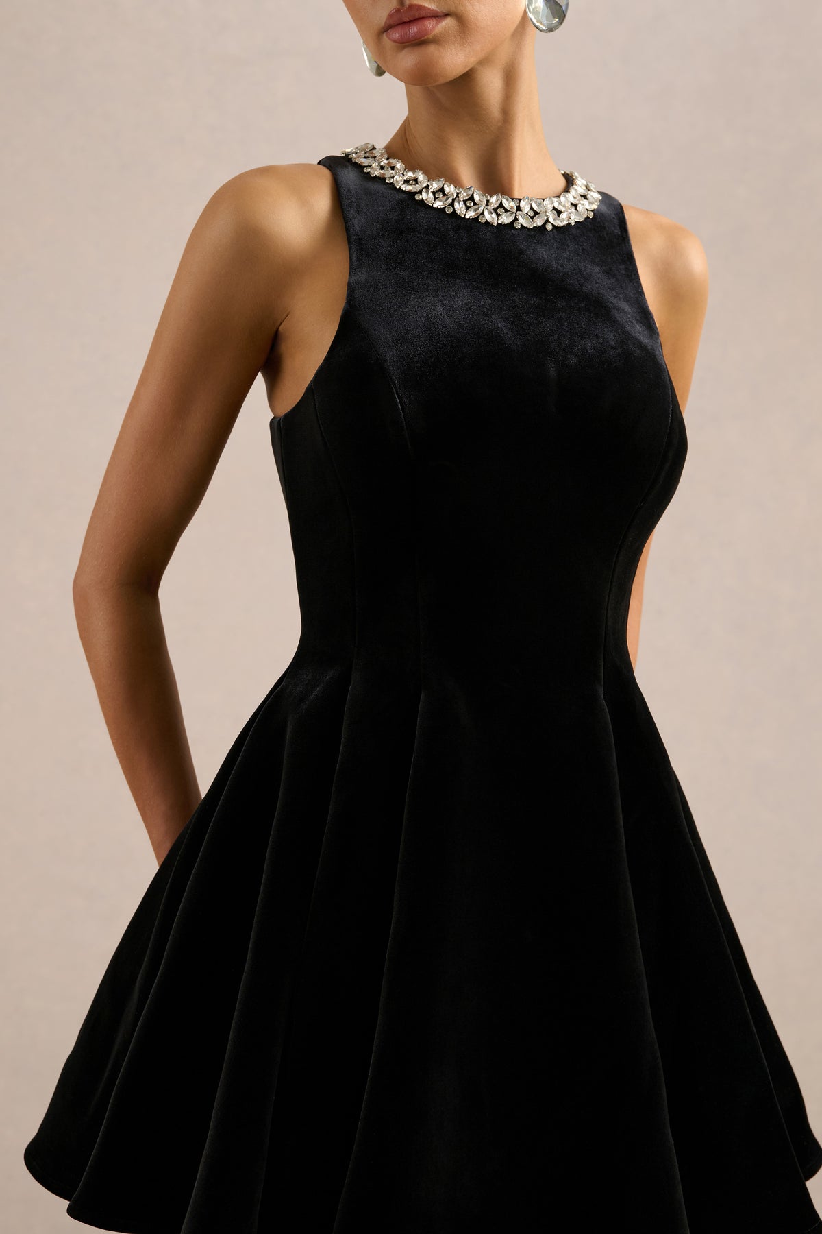 ECM_HR_CL136906002 - Meva _ Black Velvet Hand-Embellished High-Neck Mini Dress3.jpg