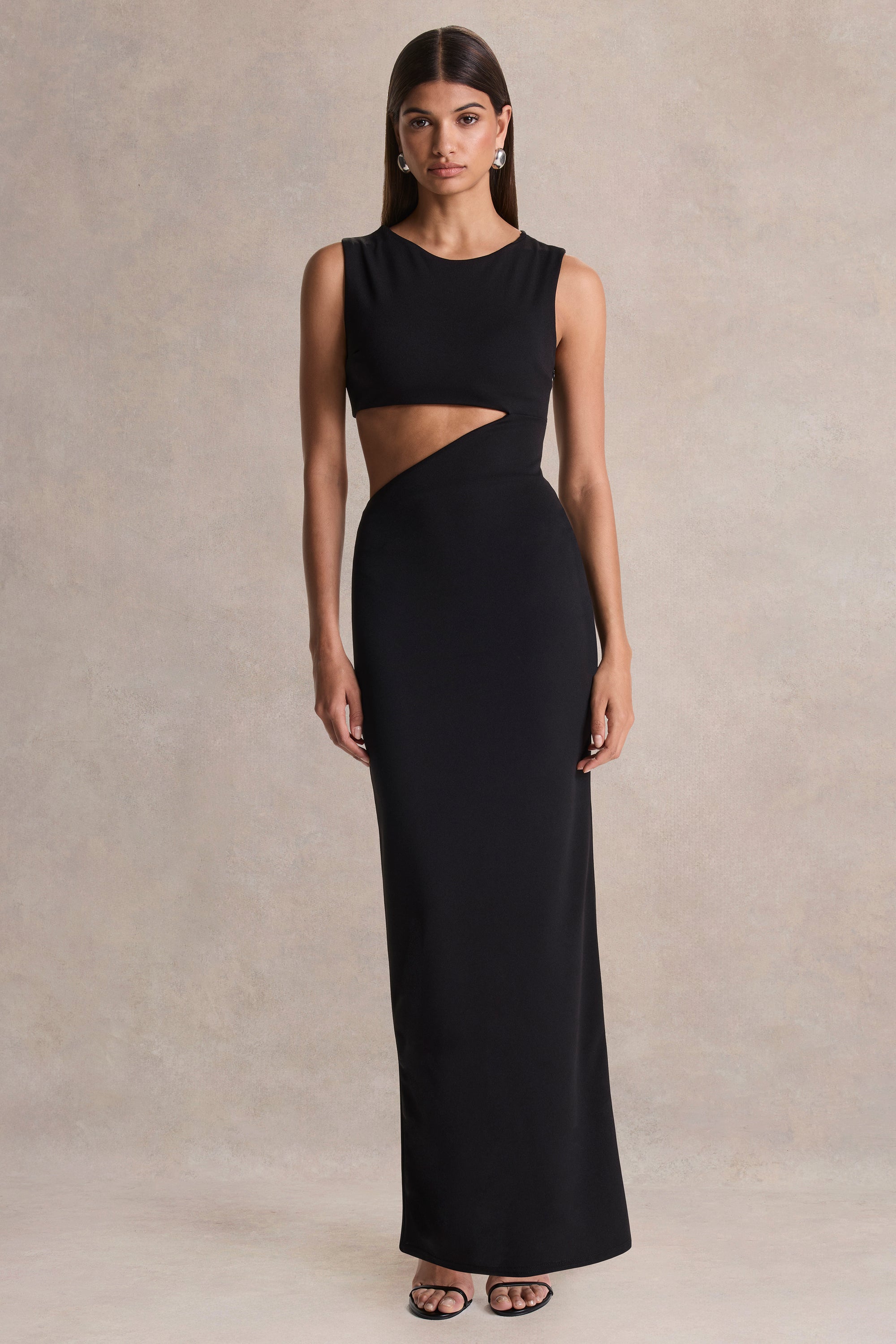 HR_CL136920002 - Roseth _ Black High-Neck Maxi Dress With One-Sleeve And Body Cut-Out Detail 08.jpg