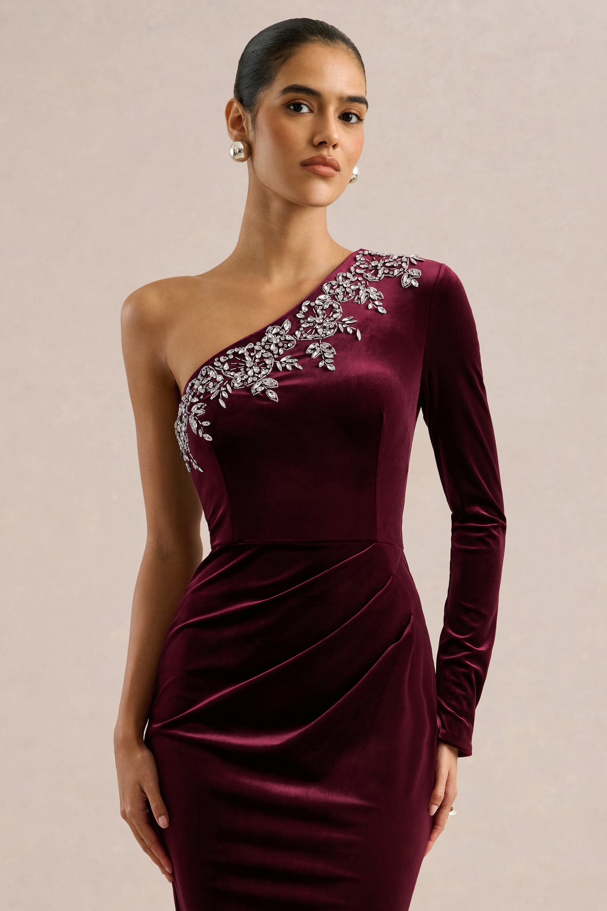 ECM_HR_CL137010069 - Nyssa _ Burgundy Embellished Asymmetric-Neck Maxi Dress0.jpg