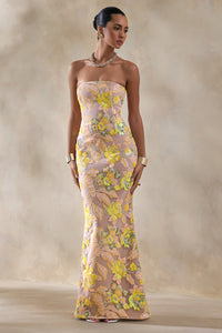 CL137214121 - Severn | Yellow Embellished Floral Bandeau Maxi Dress 01.jpg