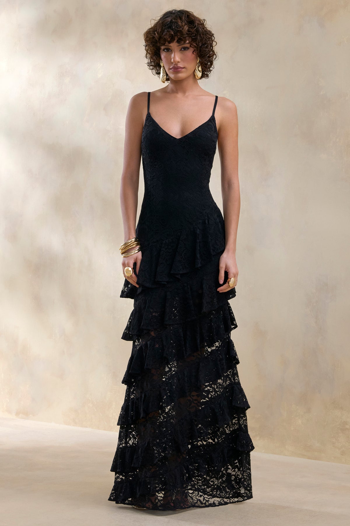 ECM_HR_CL137236001 - Avelisse _ Black Lace Plunge-Neck Maxi Dress With Ruffled Detailing 0.jpg