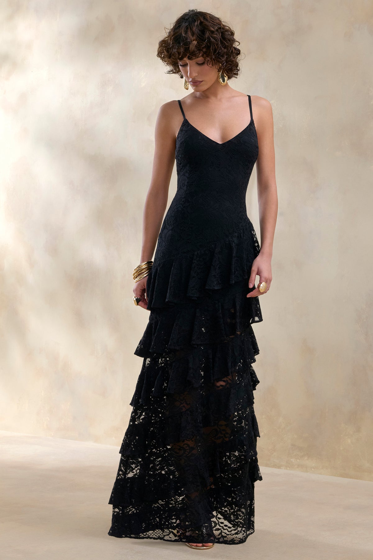 ECM_HR_CL137236001 - Avelisse _ Black Lace Plunge-Neck Maxi Dress With Ruffled Detailing 2.jpg