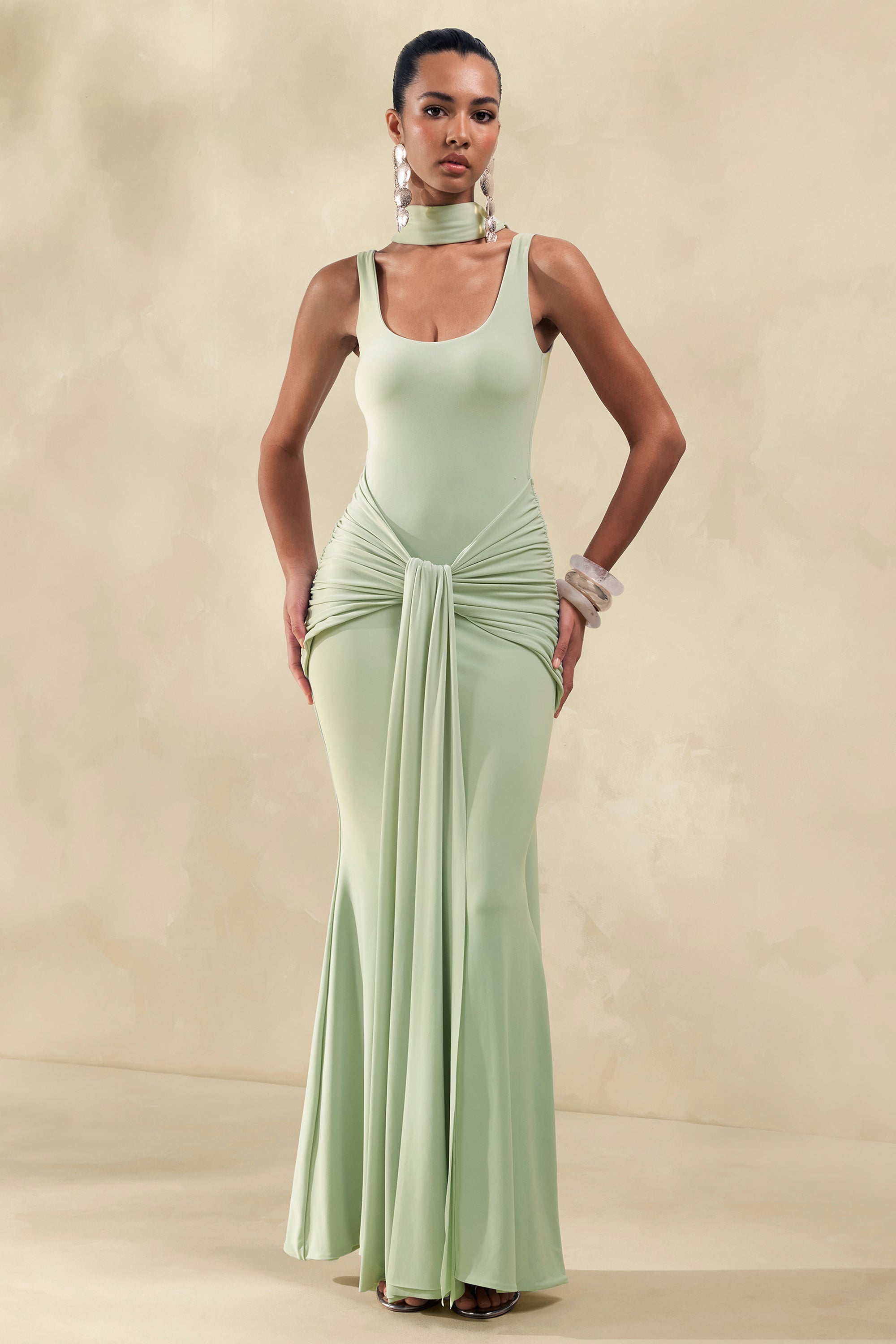 CL137272032 - Solyra | Mint Square-Neck Maxi Dress With Sash And Cape Detail 4.jpg