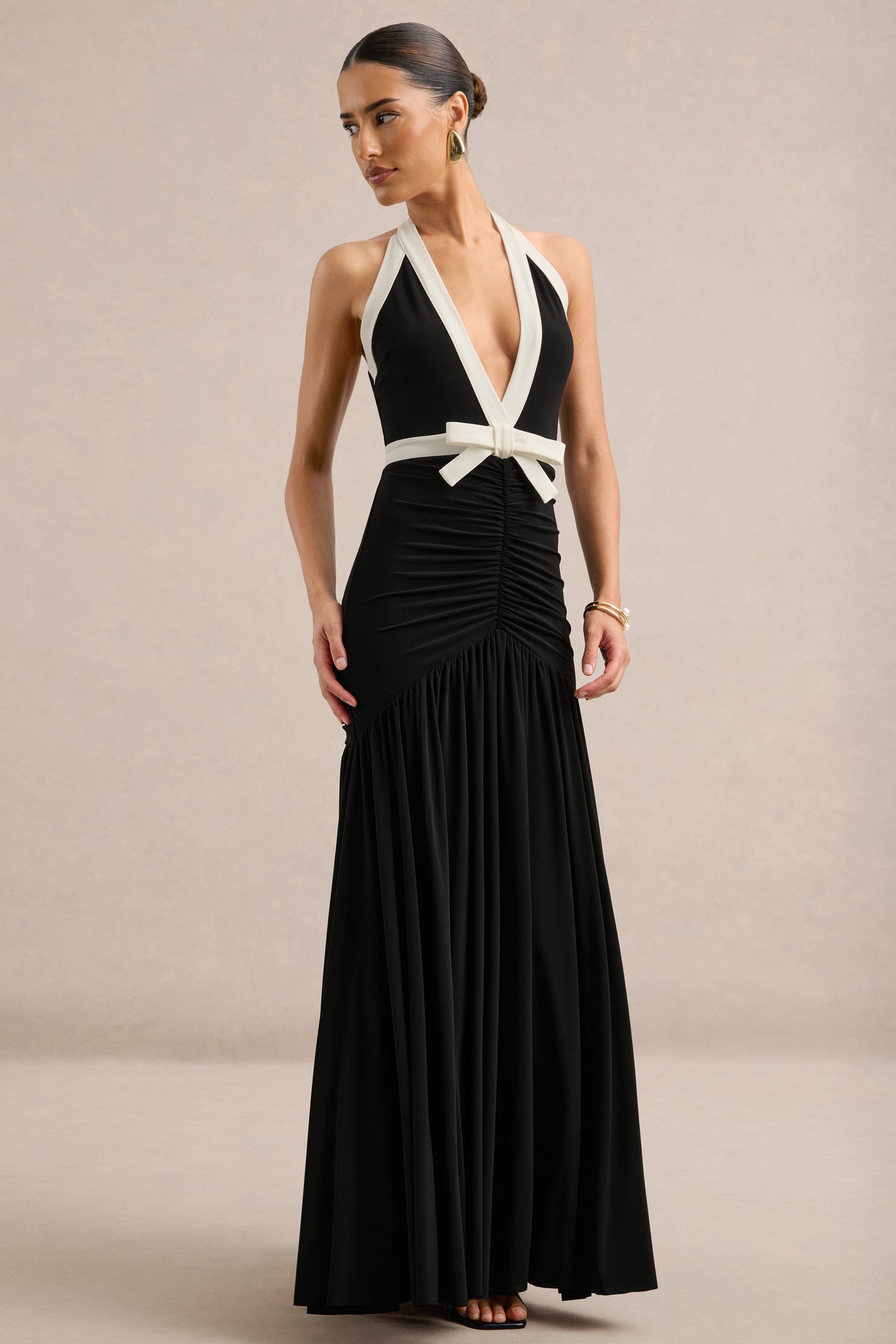 ECM_HR_CL137279002 - Cosmina _ Black Plunge-Neck Maxi Dress With Bow-Detail0.jpg