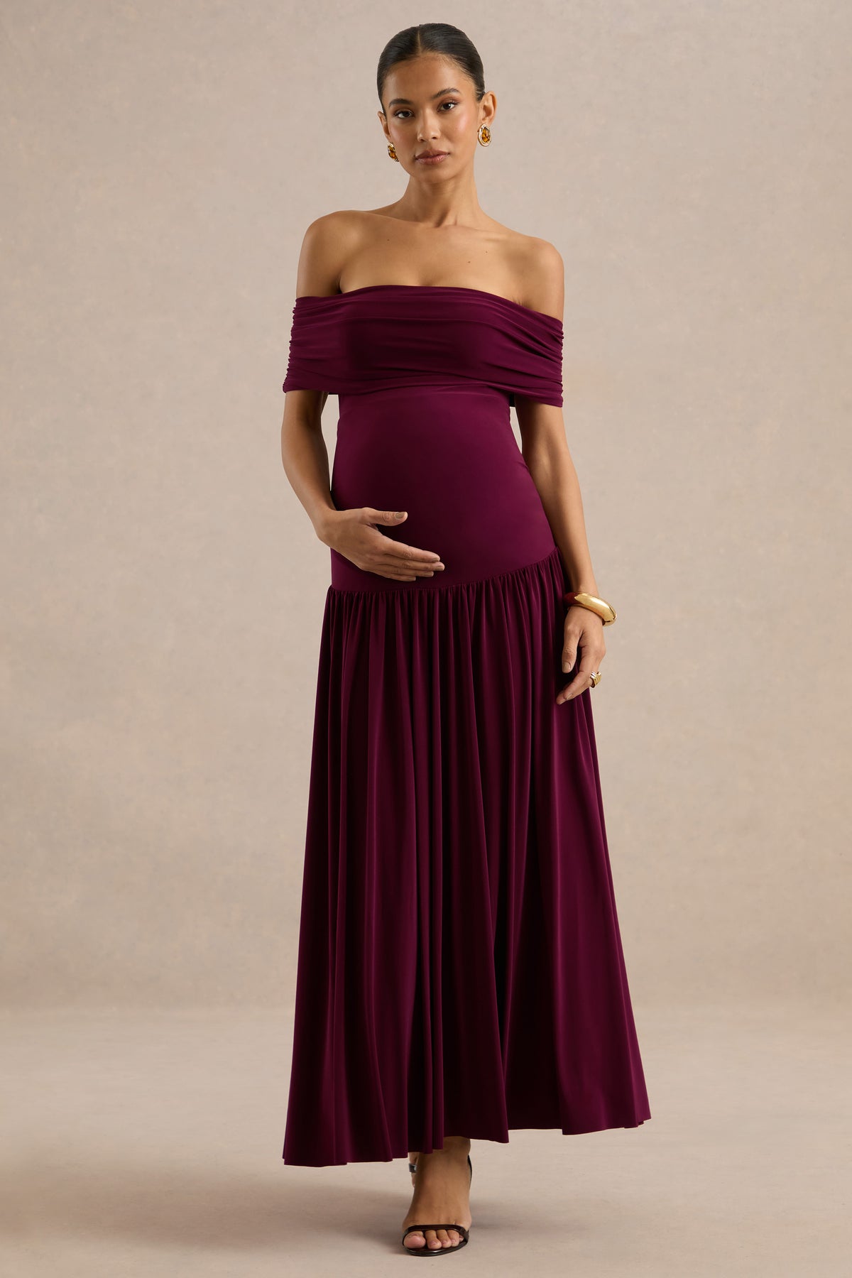 ECM_HR_CL137370102 - Juliette | Burgundy Bardot-Neck Maternity Maxi Dress With Drop-Waist3.jpg