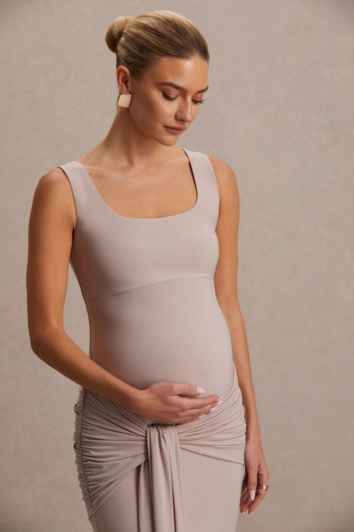 HR_CL137381060 - Baylin Nude Square-Neck Maxi Dress With Ruched Detailing And Sash 07.jpg