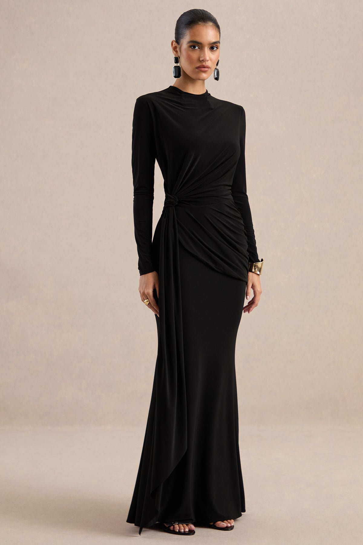 ECM_HR_CL137547001 - Kyrissa _ Black High-Neck Maxi Dress With Gathered-Detailing2.jpg