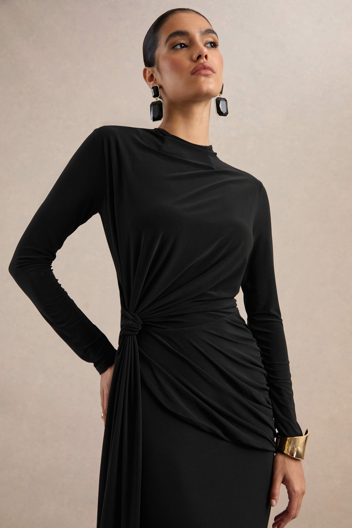 ECM_HR_CL137547001 - Kyrissa _ Black High-Neck Maxi Dress With Gathered-Detailing3.jpg
