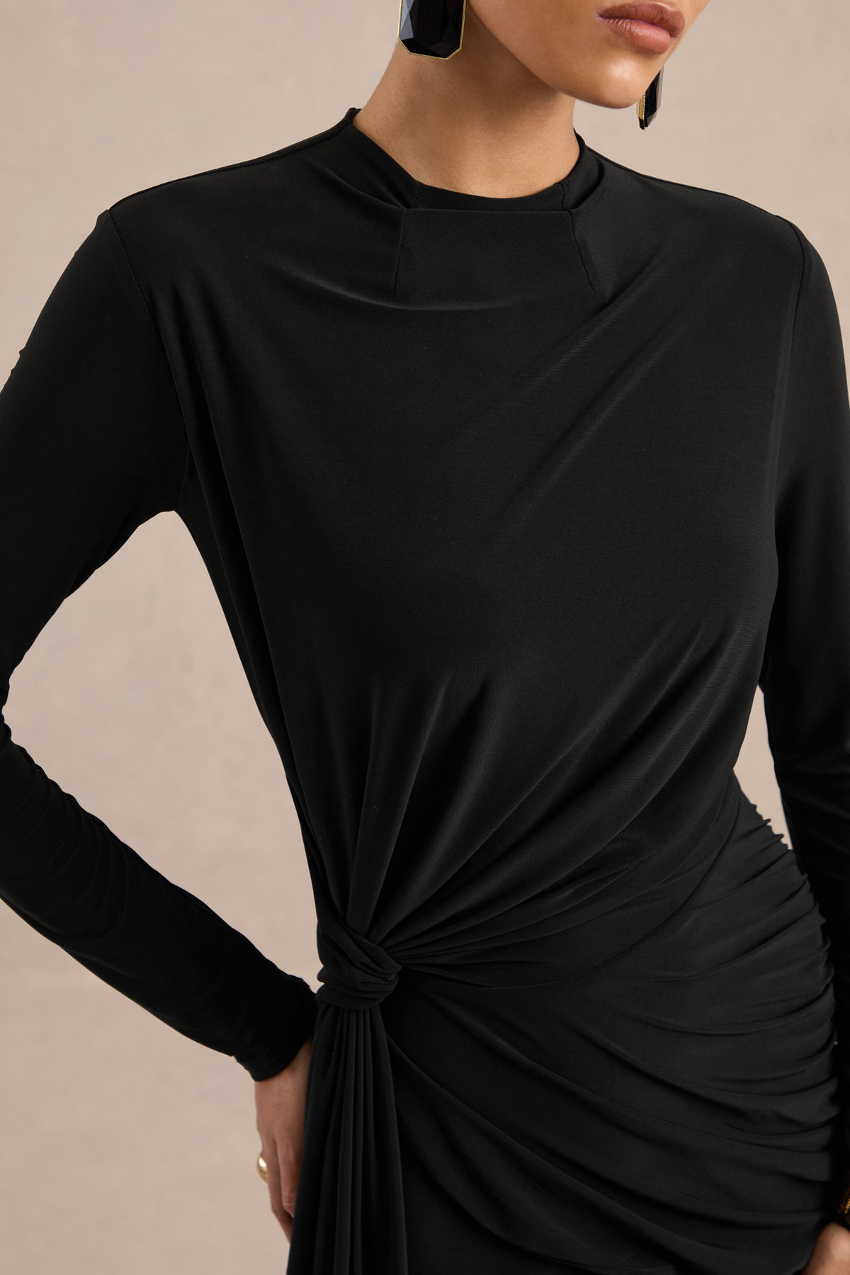 ECM_HR_CL137547001 - Kyrissa _ Black High-Neck Maxi Dress With Gathered-Detailing4.jpg