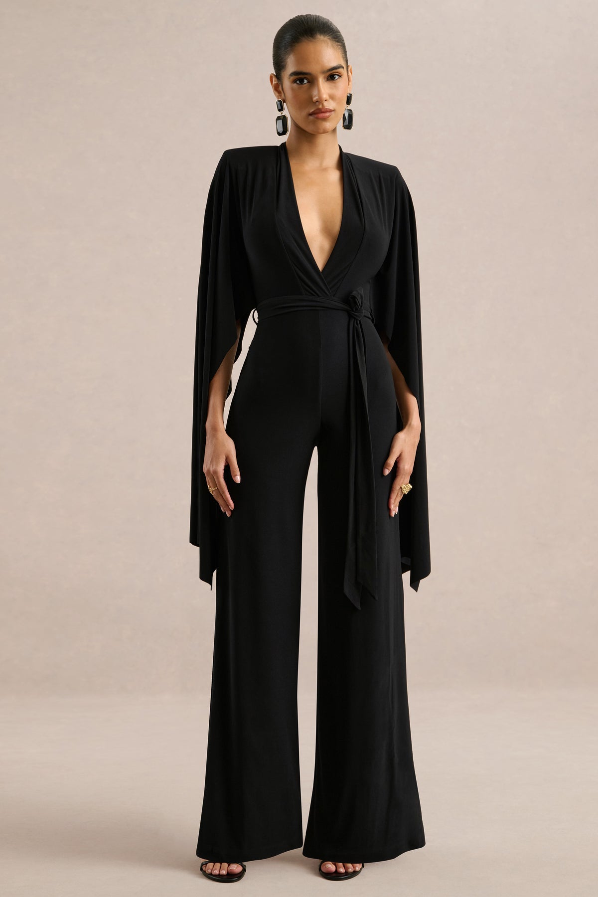 ECM_HR_CL137548001 - aurina _ Black Plunge-Neck Jumpsuit0.jpg