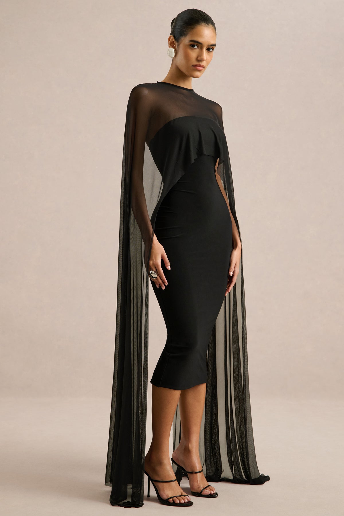ECM_HR_CL137579001 - Filippa _ Black Crew-Neck Midi Dress With Sheer Cape-Sleeves2.jpg