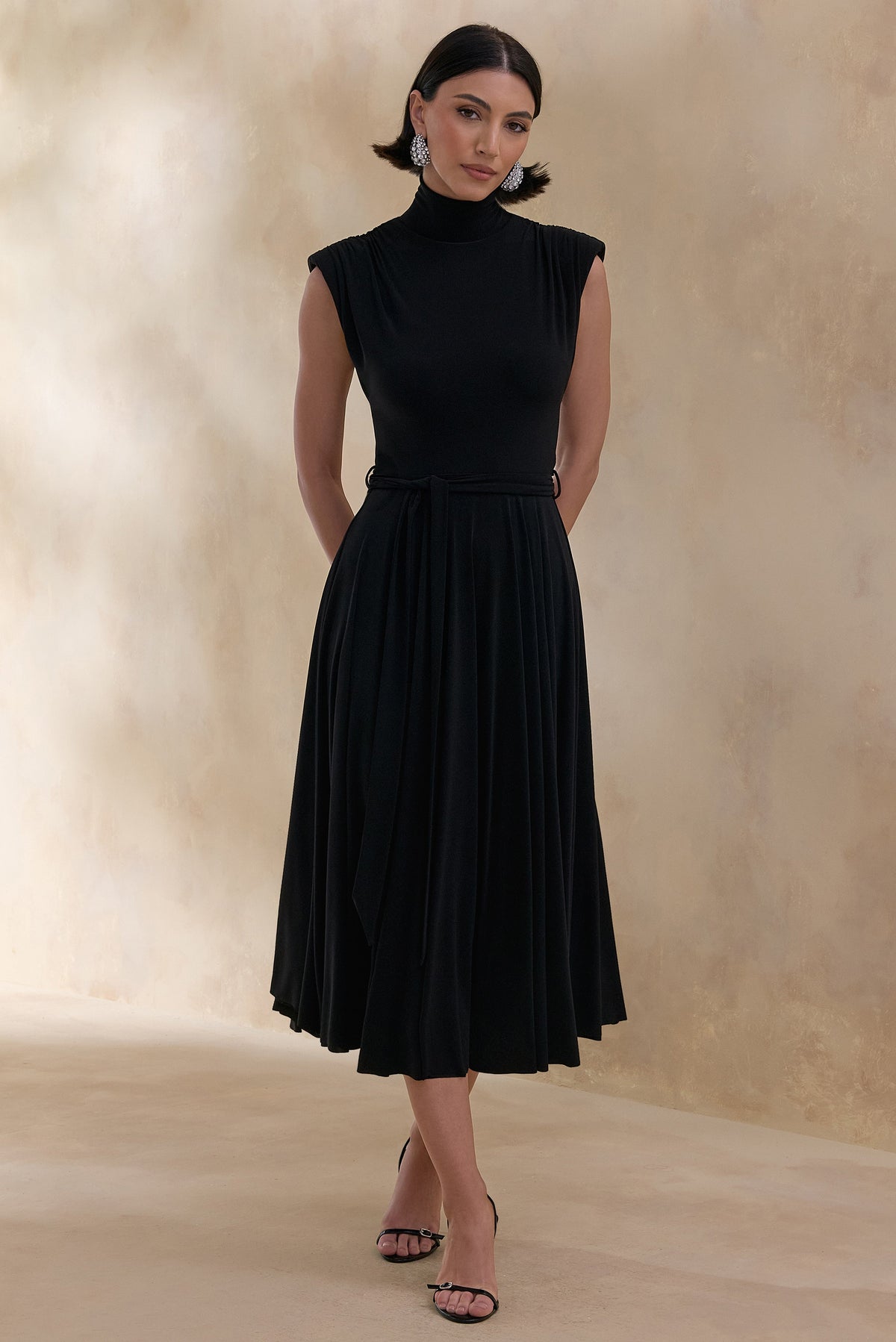 CL13760900106_ECM_HR_CL137609001_Roselena___Black_High-Neck_Midi_Dress_1