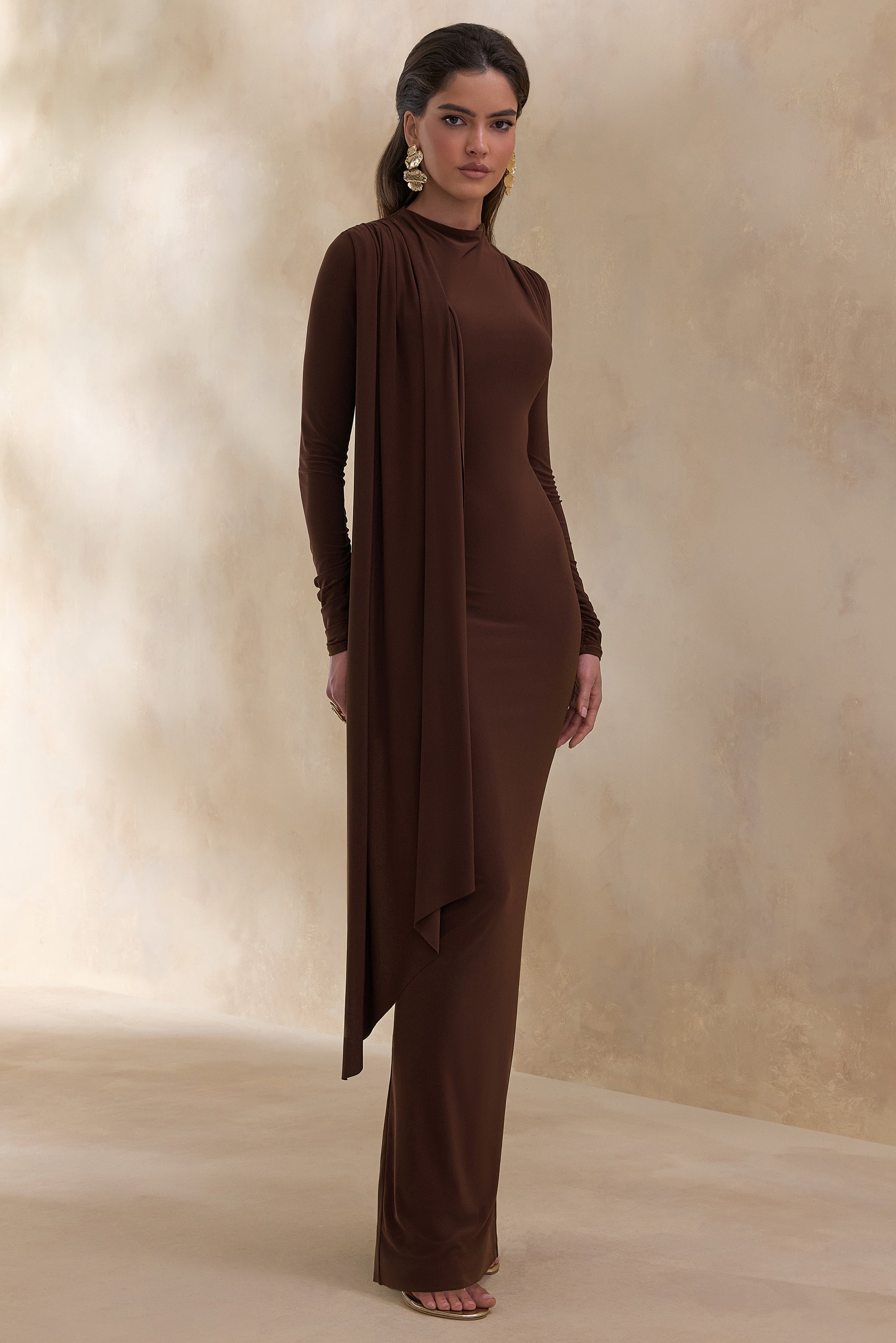 ECM_HR_CL137652022 Amaria _ Brown High-Neck Maxi Dress With Sash-Detail 4 (1).jpg
