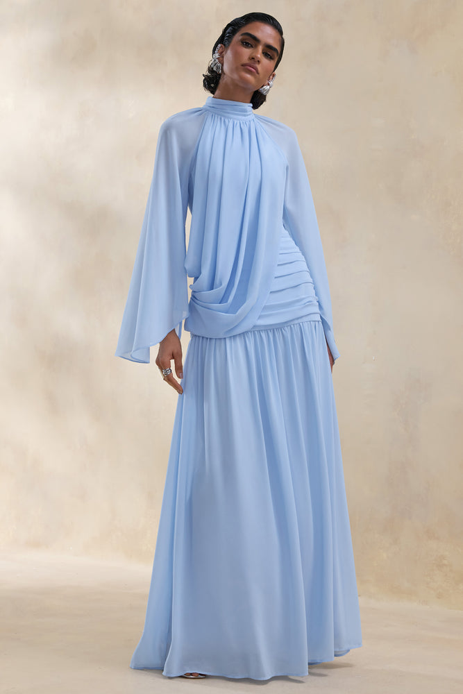 hydrangea tender floral maxi tie strap dress dupe Blue Hydrangea strapped maxi dress