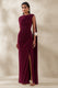 ECM_HR_CL137657102 - Palomara | Burgundy Round-Neck Maxi Dress With Sash And Front-High Split 2.jpg