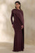 ECM_HR_CL137666022 - Salenne | Brown Round-Neck Maxi Dress With Satin Asymmetric-Cape 4.jpg