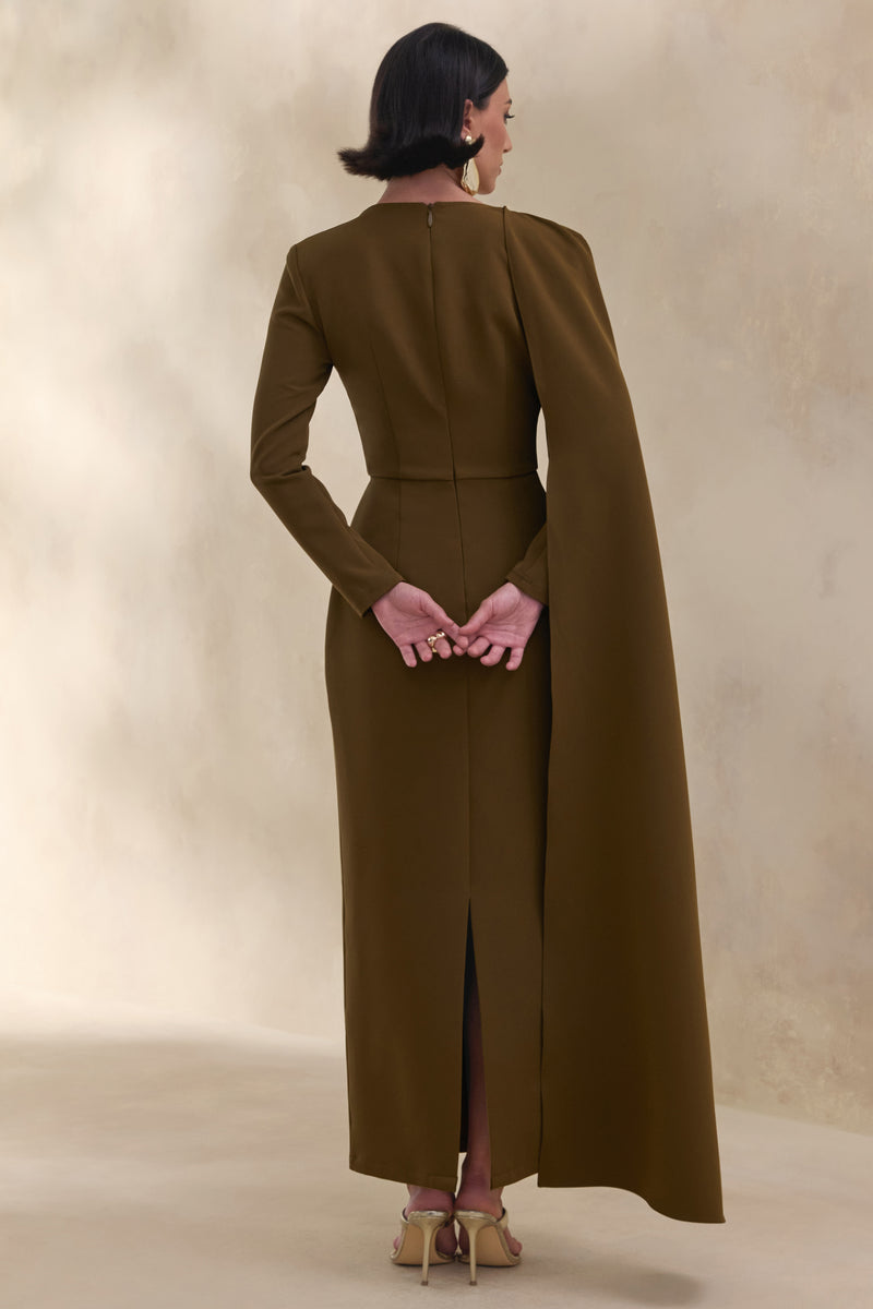 ECM_HR_CL137672031 - Jovea | Olive Round-Neck Maxi Dress With Cape-Sleeve 4.jpg