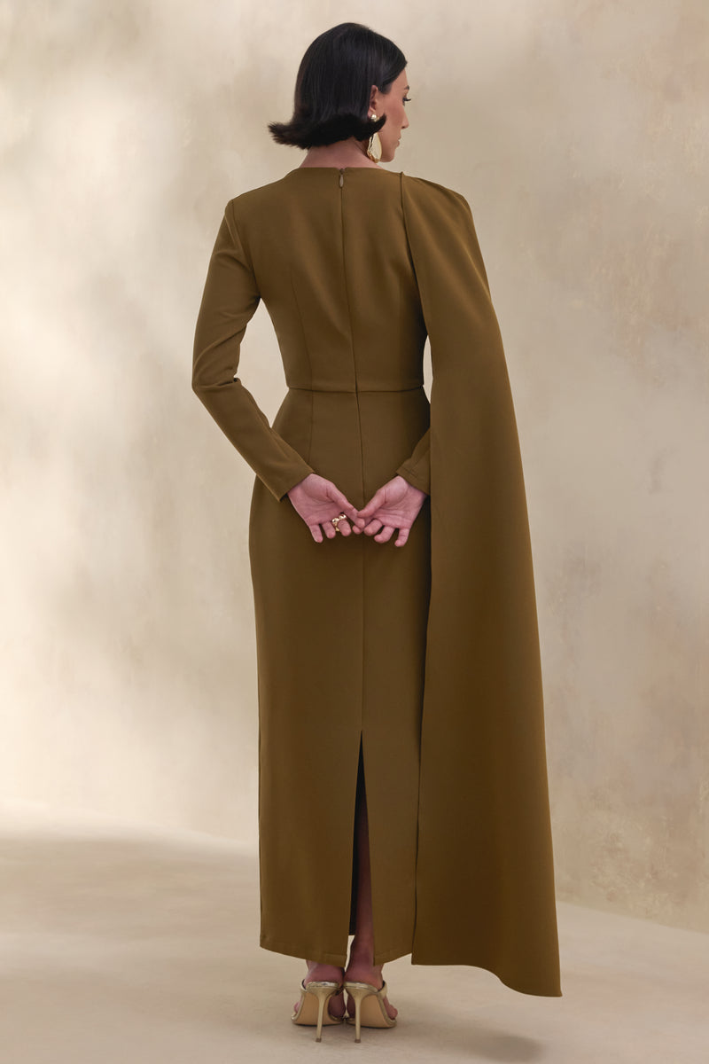 ECM_HR_CL137672031 - Jovea | Olive Round-Neck Maxi Dress With Cape-Sleeve 4.jpg