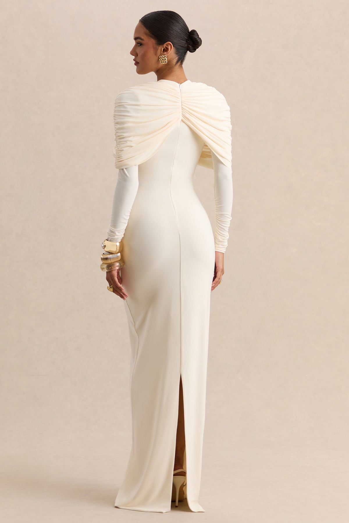 ECM_HR-CL137698111 - Evessa - Cream High-Neck Maxi Dress With Gathered-Detailing 06.jpg