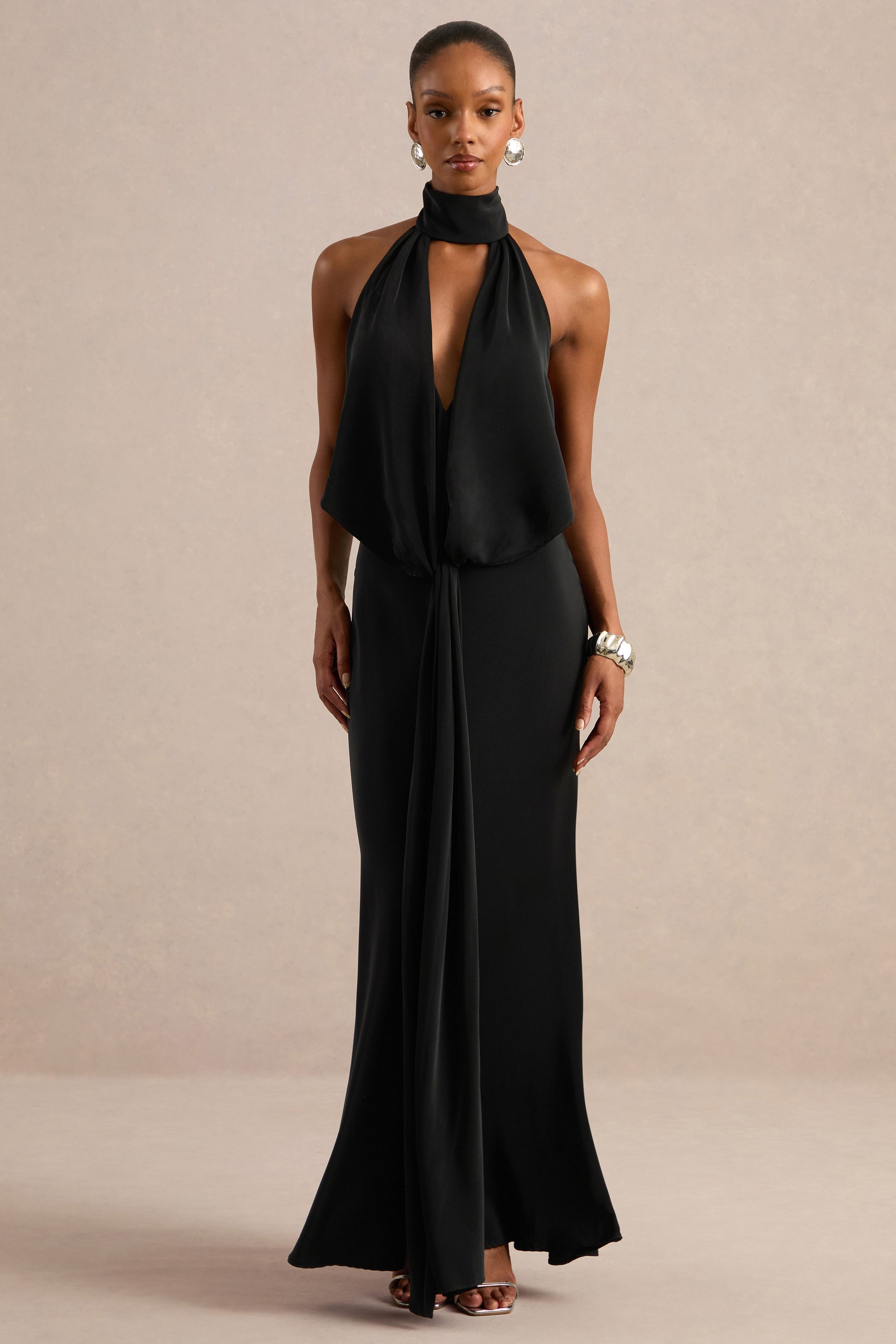 ECM_HR_CL137717001 - Canella | Black Satin Halter-Neck Maxi Dress With Sash-Detail0.jpg