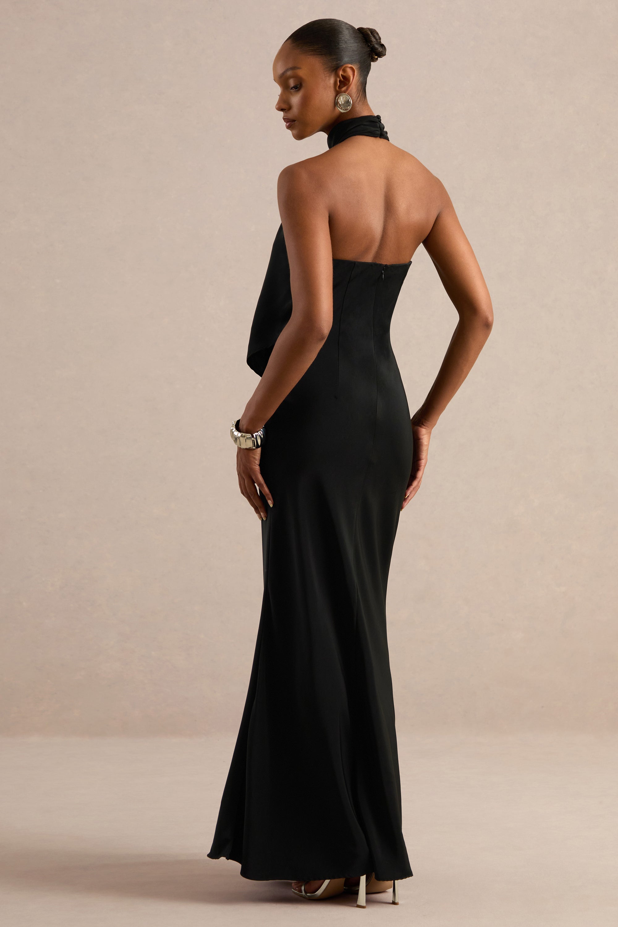 ECM_HR_CL137717001 - Canella | Black Satin Halter-Neck Maxi Dress With Sash-Detail5.jpg
