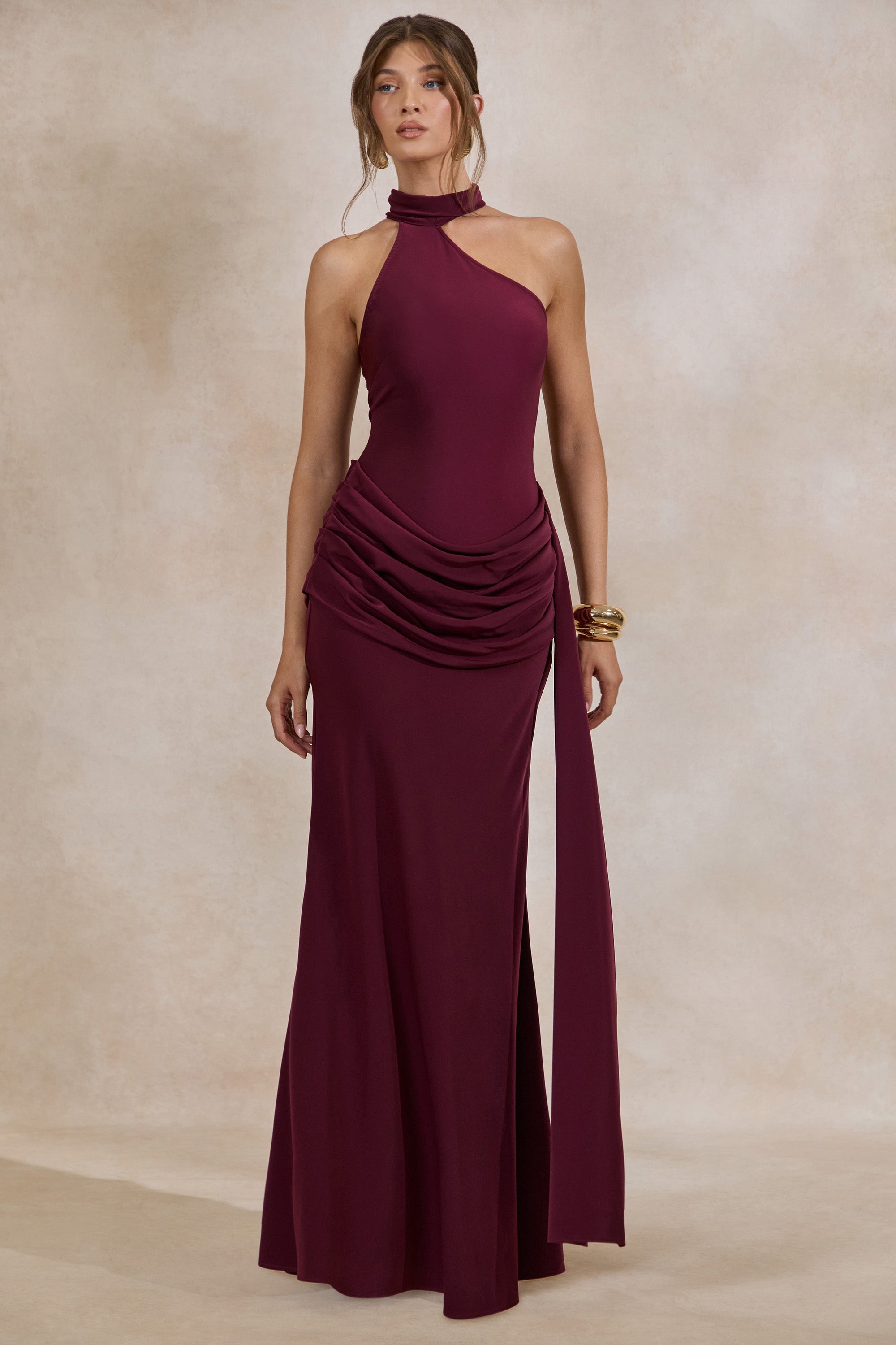 CL13772910206_ECM_HR_CL137729102_-_Aevina___Burgundy_Satin_Asymmetric-Neck_Maxi_Dress_With_Sash-Detail0