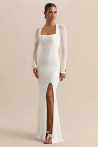 ECM_HR-CL137788110 - Fleurisia - White Square-Neck Maxi Dress With Mesh Long-Sleeves 02.jpg