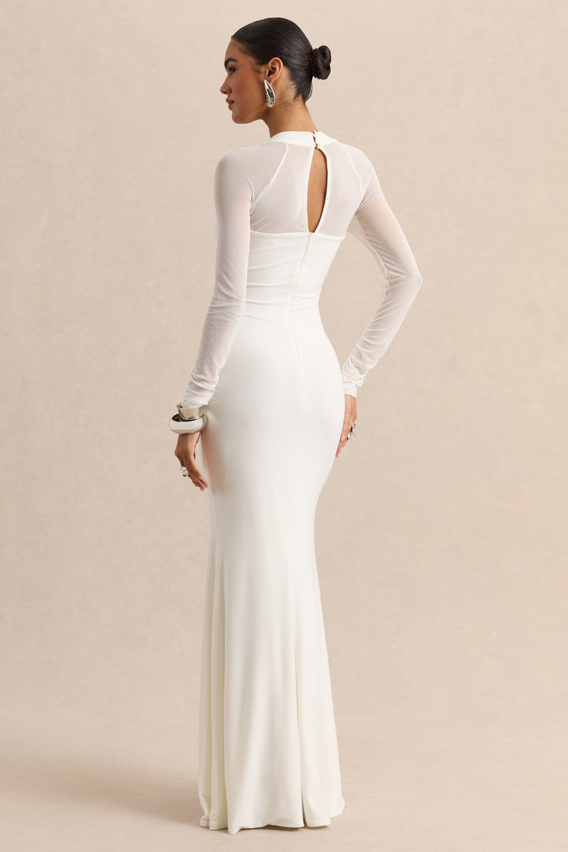 ECM_HR-CL137788110 - Fleurisia - White Square-Neck Maxi Dress With Mesh Long-Sleeves 06.jpg