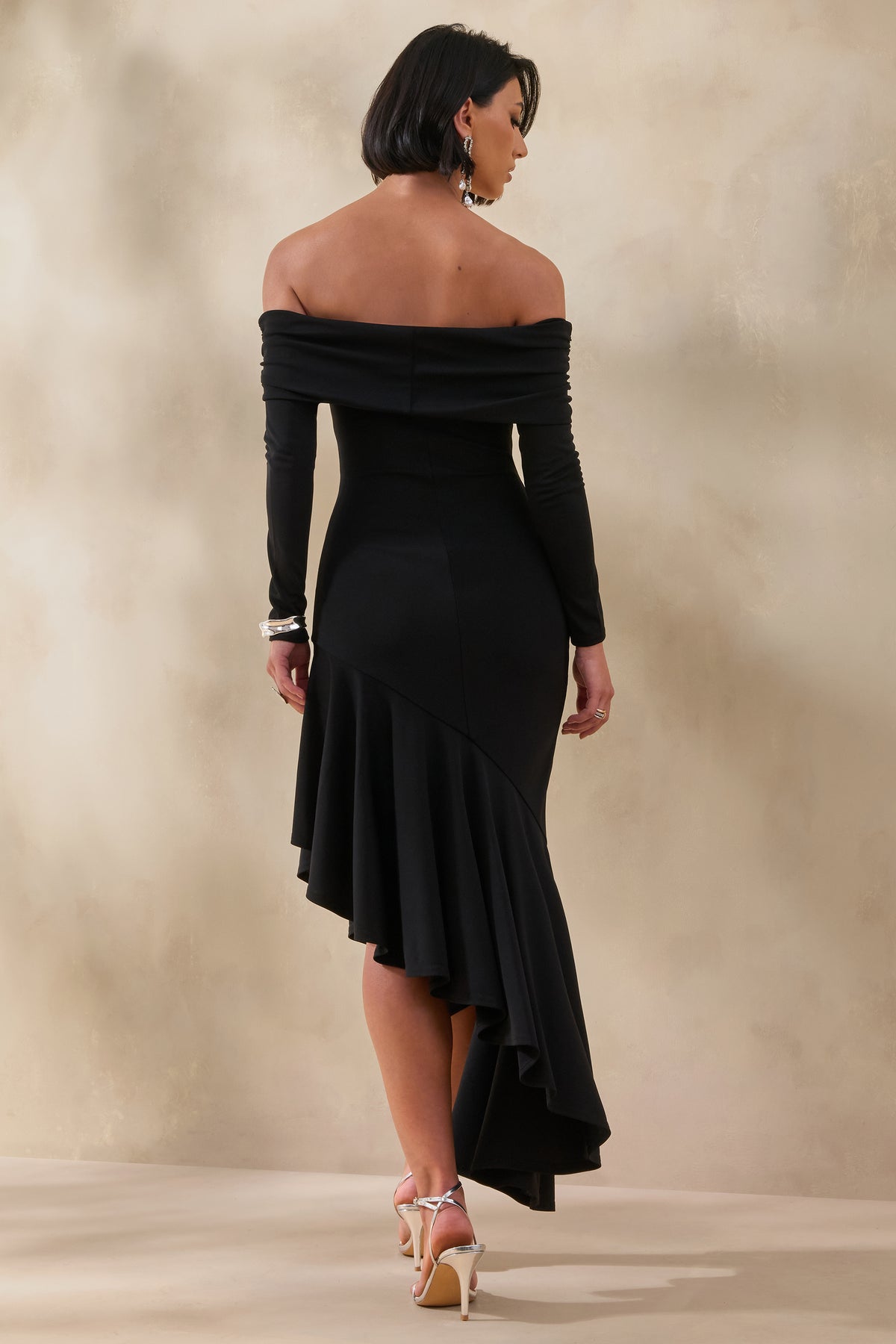 CL137867001 - Goldara | Black Bardot-Neck Maxi Dress With Ruffled Asymmetric-Hem 3.jpg