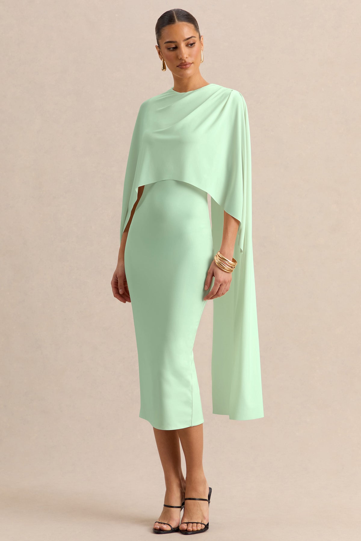 ECM_HR_CL137912037 - Luxalyn Green Round-Neck Midi Dress With Cape-Detail_01.jpg