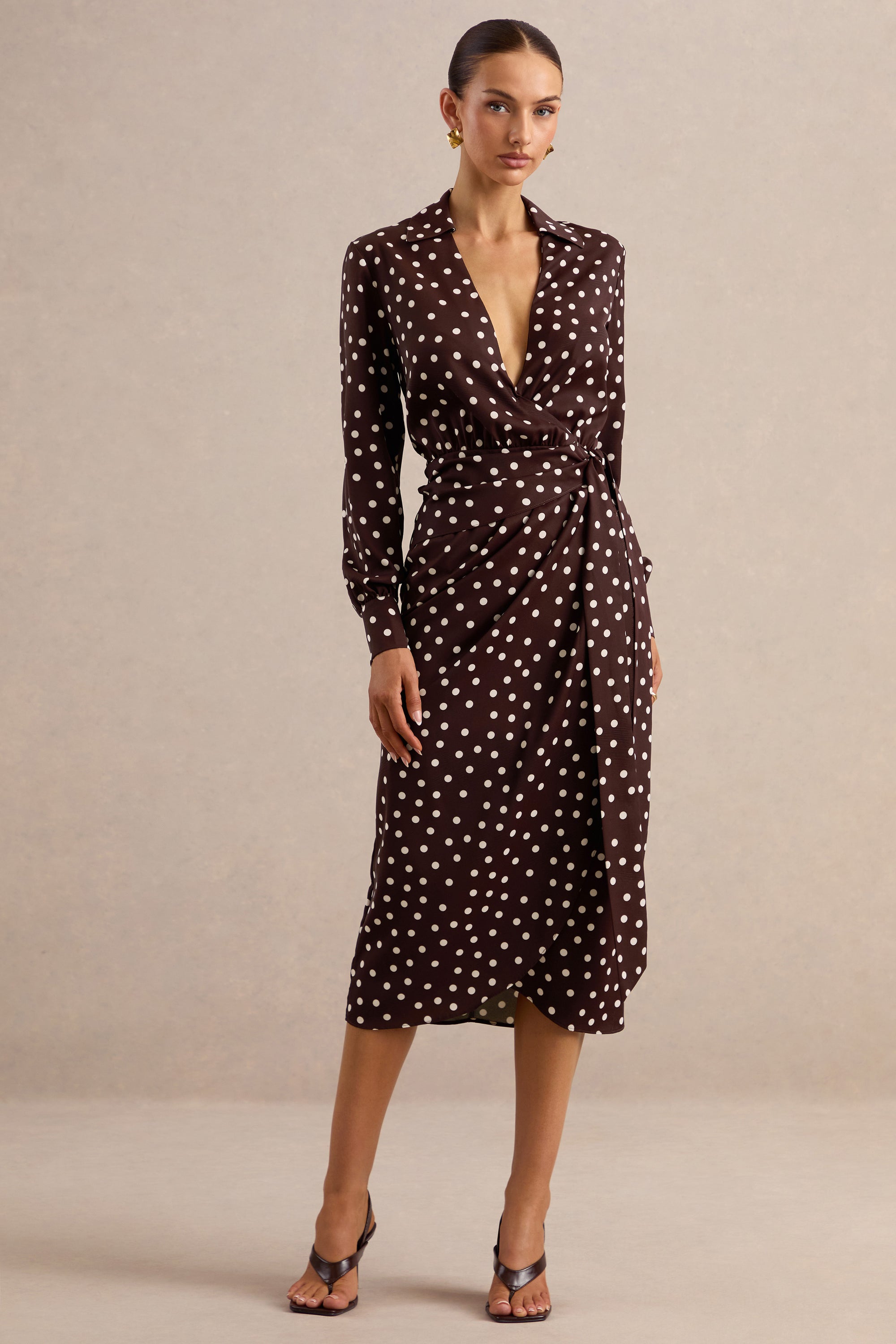 ECM_HR_CL137938031 - Amarosia _ Brown Polka-Dot Wrap Shirt Midi-Dress 0.jpg