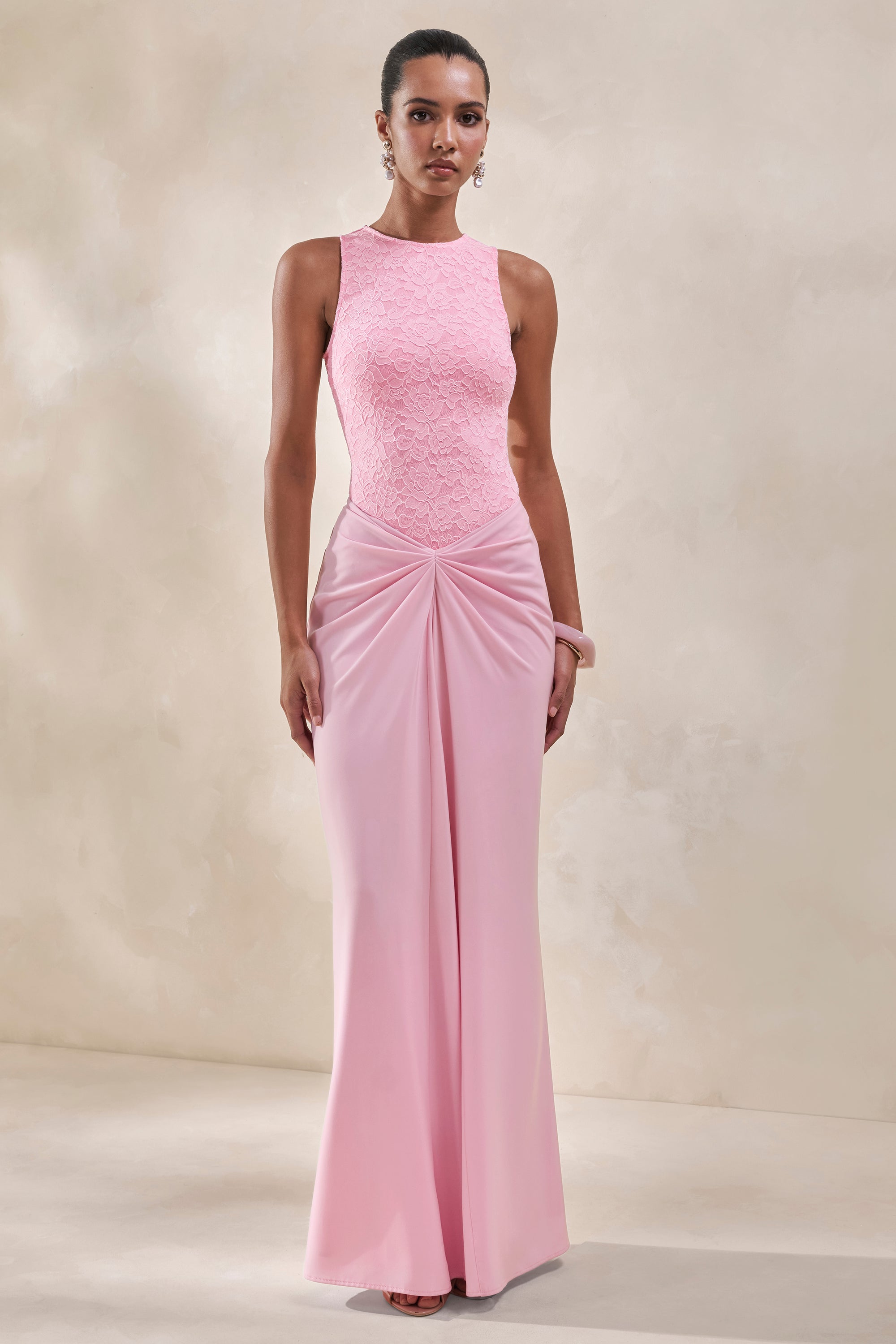 ECM_HR_CL137964084 - Setaria _ Pink Satin Maxi-Skirt With Gathered-Detailing And Sash + CL137962084 - Serale _ Pink Lace Halter-Neck Bodysuit2.jpg