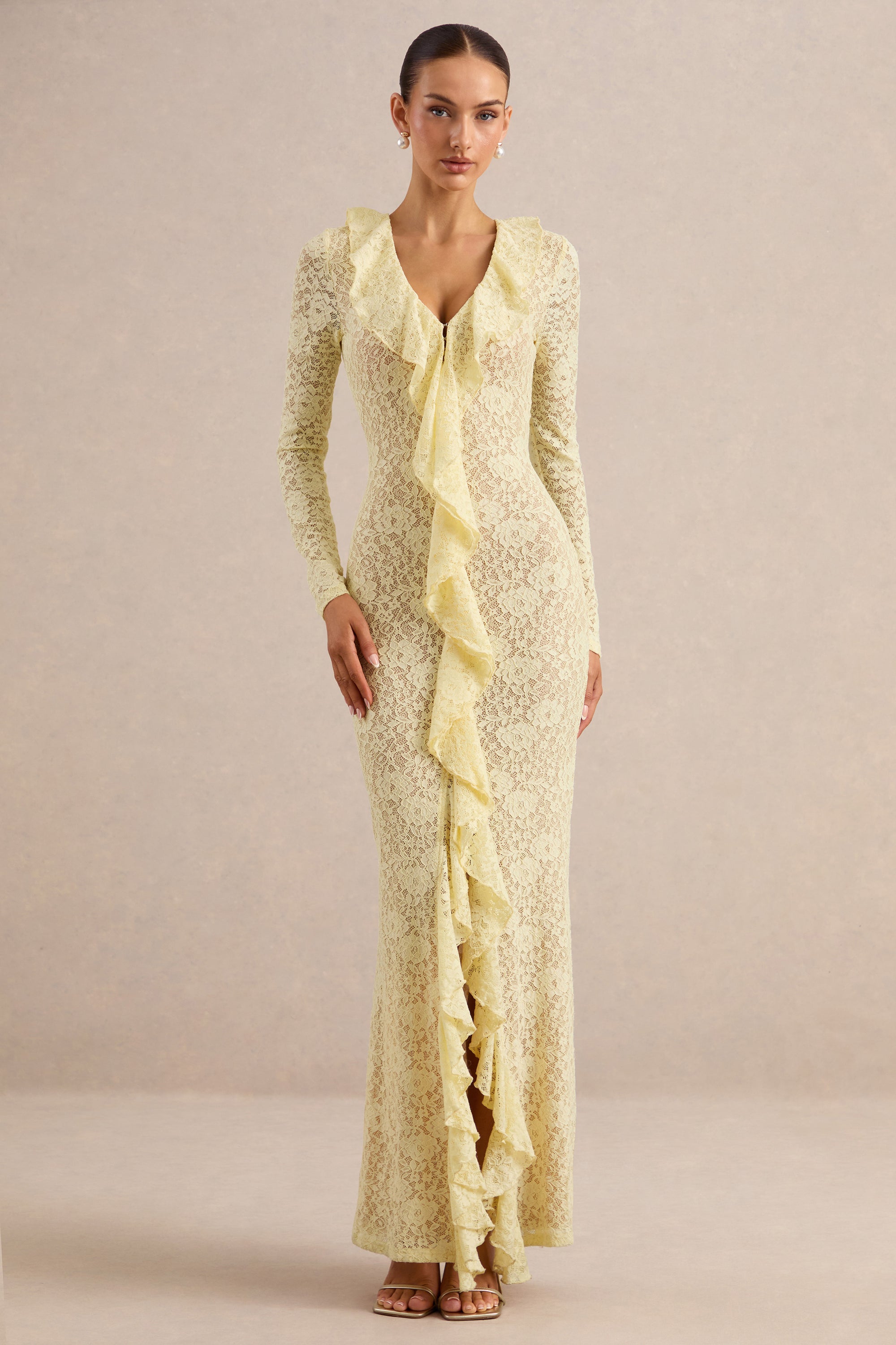 ECM_HR_CL137996121 - Exelia _ Lemon Lace Plunge-Neck Maxi Dress With Long-Sleeves 0.jpg
